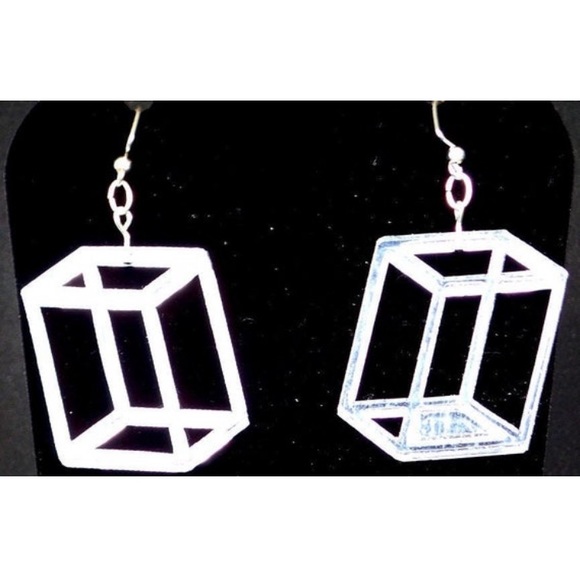 Transparent Prism Earrings - Orthorhombic Lucite - Picture 4 of 7